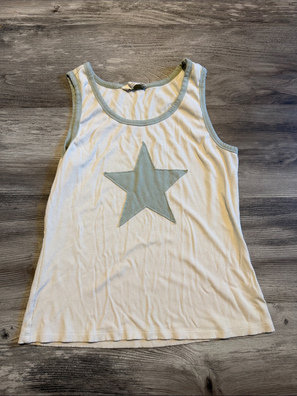 Doe & Rae Cream Tank Top with Sage Star